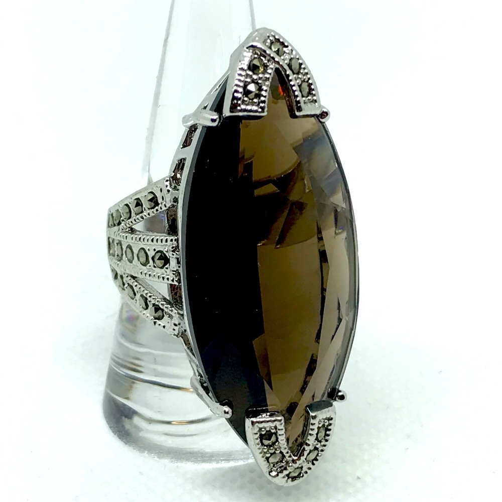 Ring Oversized Smoky Brown Marquise size 10